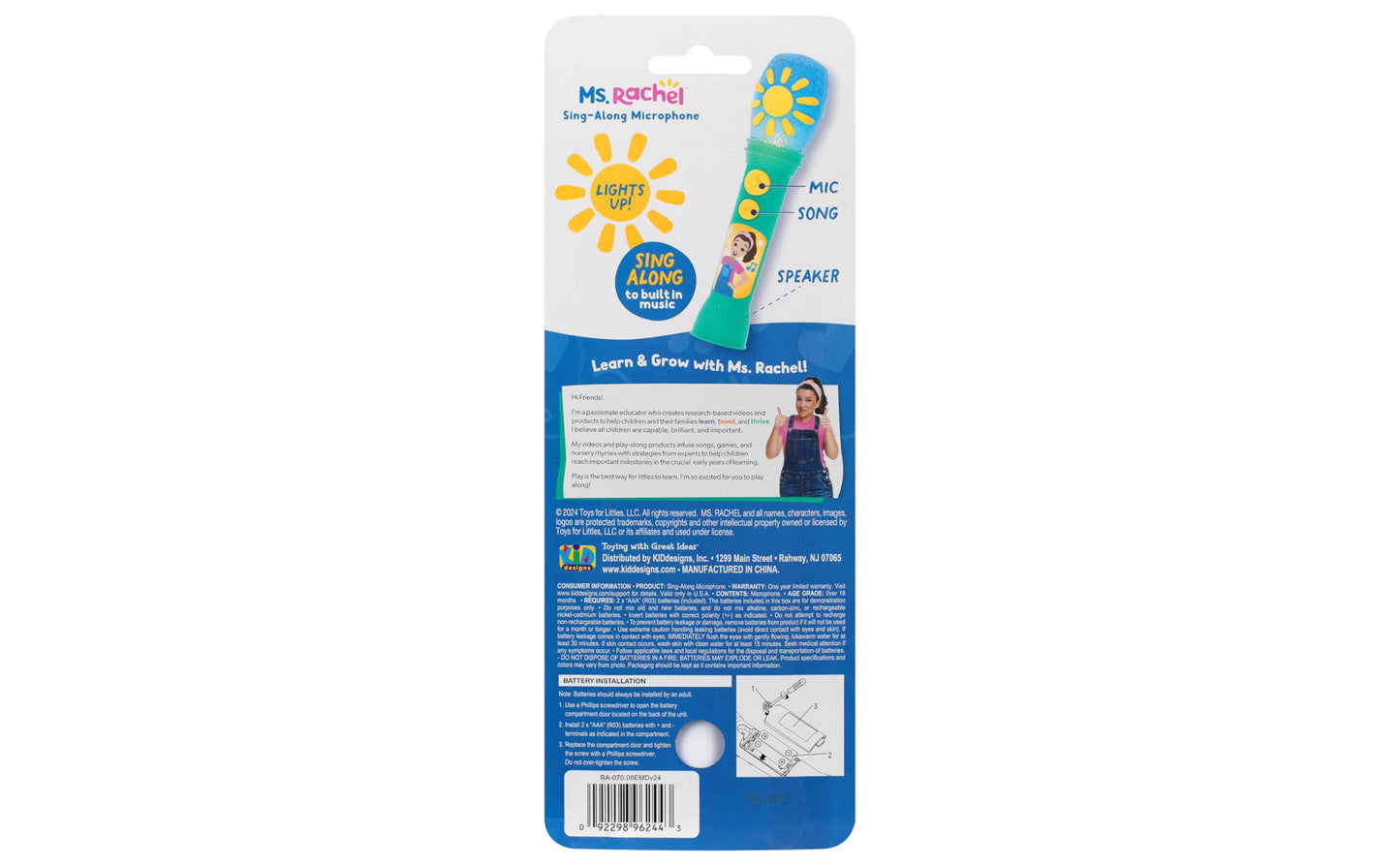 Ekids Ms Rachel Microphone Toy For Toddlers With Built-In Music And Lights, Designed For Fans Of Ms Rachel Toys