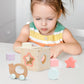 Pillowhale 4-In-1 Wooden Toddler Toys For 1 Year Old, Wooden Stacking Rings Tower, Shape Sorter Box, Bead Maze, Wood Baby Push Car, Wooden Stacking Toys For Boys Girls 12M+