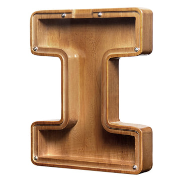 Aorcmitn Large Wooden Letter Coin Personalized Piggy Bank For Boys Girls Kids Toddler Adults Money Bank Best Gift For Friends (9.2 Inch-I)