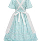 Fccam Colonial Pioneer Dresses For Girls Short Sleeve Floral Prairie Costume Green L