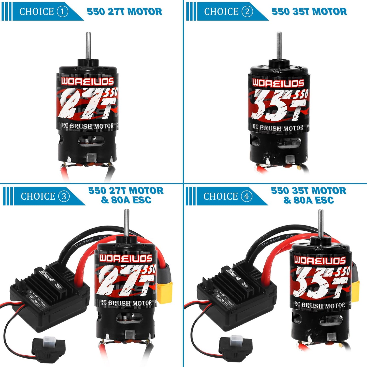 Woaeiuos 550 Brushed Motor 35T & Heatsink Combo For 1/10 Rc Car Trx4 Trx6 Redcat Scx10 Scx10Ii Axi03007 Jl 90046 Rc4Wd D90 And 1