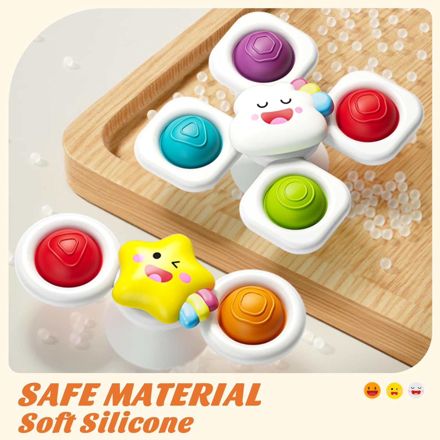 Springflower Baby Toys, Suction Cup Spinner Toys For 6 12 18 Months Toddlers, Birthday Baby Gifts Sensory Toys Bath Toys Travel