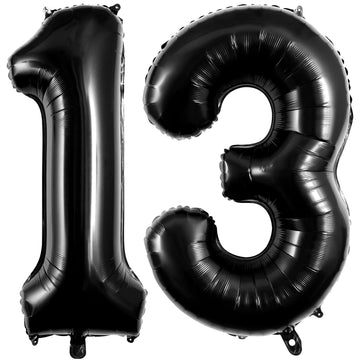 Black 13 Balloon Numbers, Large 13 Or 31 Foil Balloons, Big Number Balloons 40 Inch For 13Th / 31St Birthday Party And Anniversa