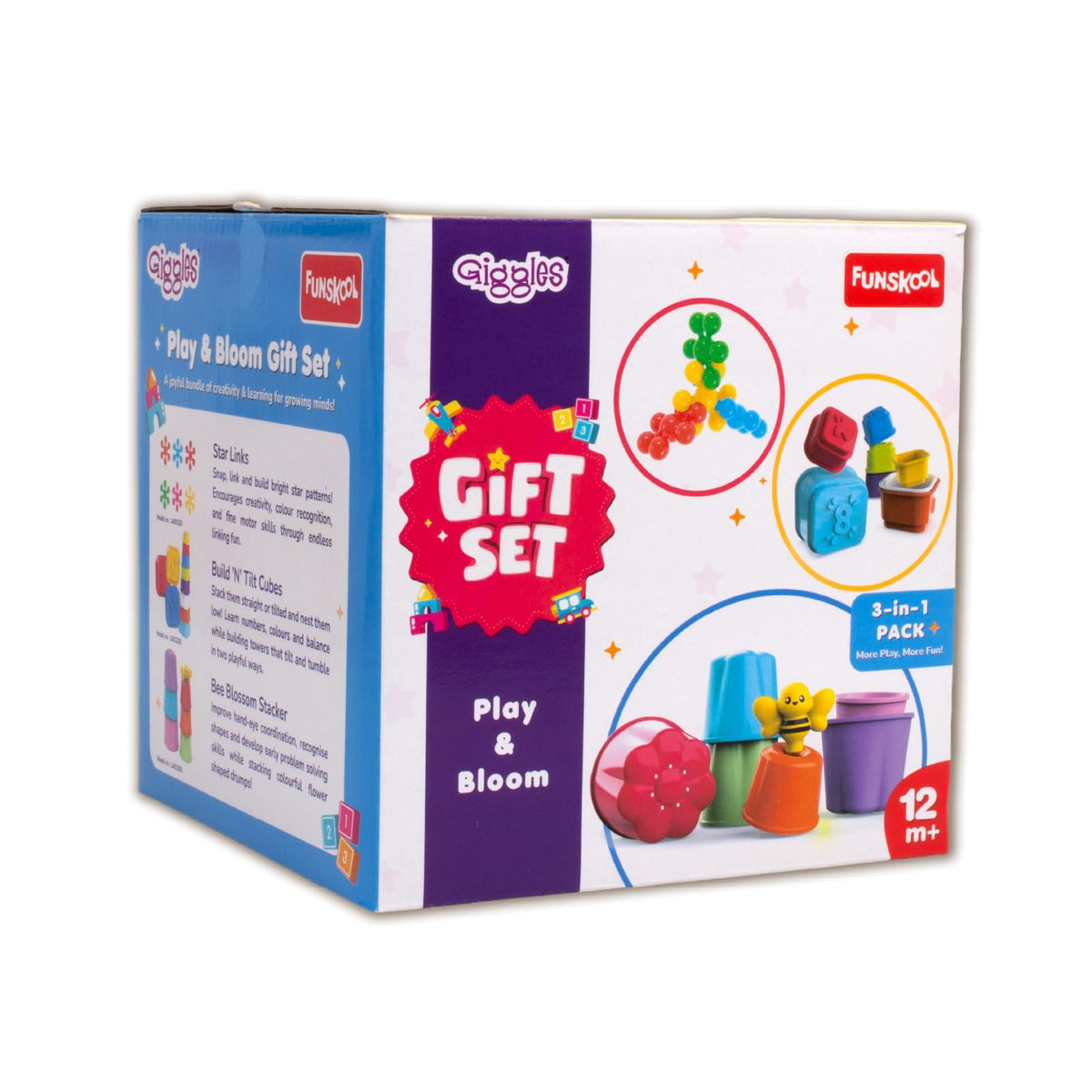 Giggles Funskool Play & Bloom Gift Set for 1 Year Kid, Infants & Toddlers, Includes Stacking, Linking & Activity Toys with Devel
