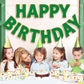 LITAUS Green Happy Birthday Banner - Pre-Strung, 9ft Paper Decorations, LH-01 for Kids, Men, Women