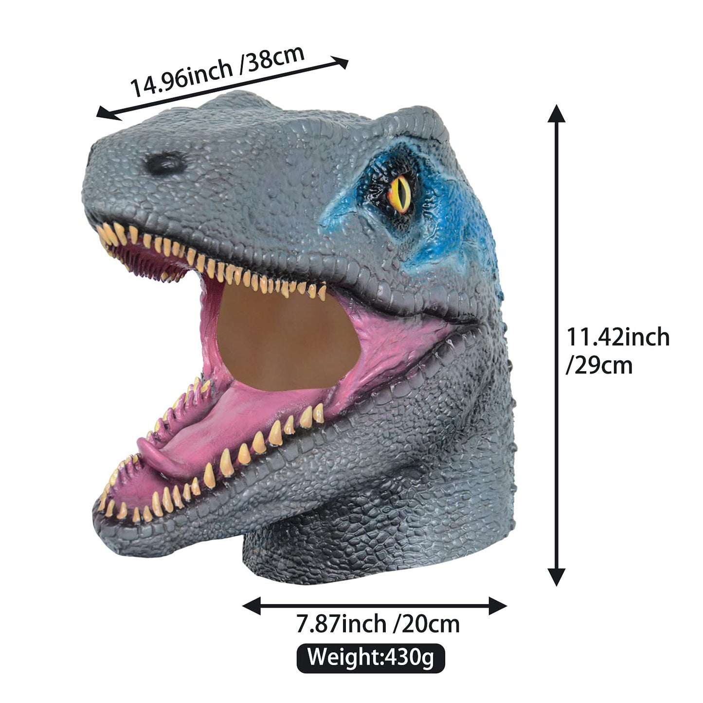 PARTYGEARS upgraded Velociraptor Dinosaur Mask for Halloween Costume Party Latex Dino Animal Head Mask