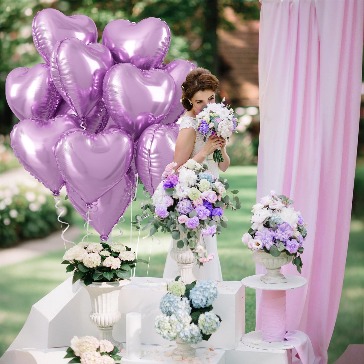 TAOYE Purple Heart Mylar Balloons - 12 Pcs, 18 Inch Light Purple Helium Balloons for Birthday, Wedding, Baby Shower, Valentine's Day