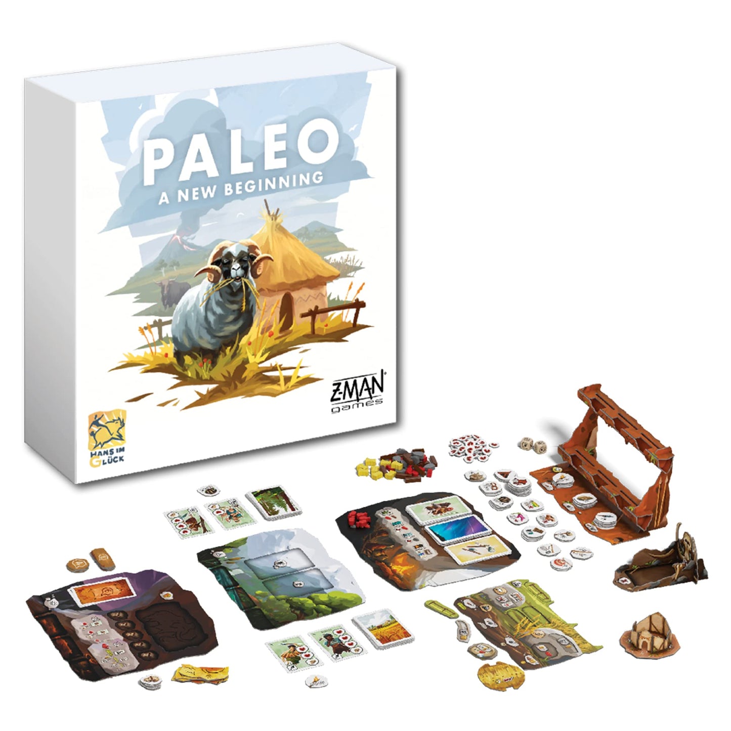 Z-Man Games Paleo A New Beginning Board Game Expansion - Cooperative Strategy for 2-4 Players, Ages 10+, Multicolor, Model ZMZH009