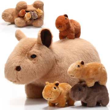 Hollowfly 5 Pcs Capybara Stuffed Animals Capybara Plush Set Gift For Kids Mommy With 4 Cute Babies Inside Soft Stuffed Capybara