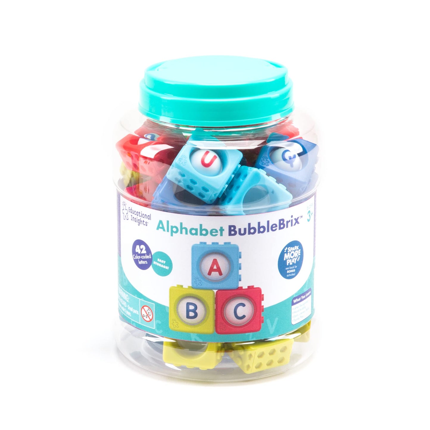 Educational Insights Alphabet BubbleBrix - ABC Learning Toy for Toddlers, Multi-Color, Model 2598, Plastic, Ages 3+