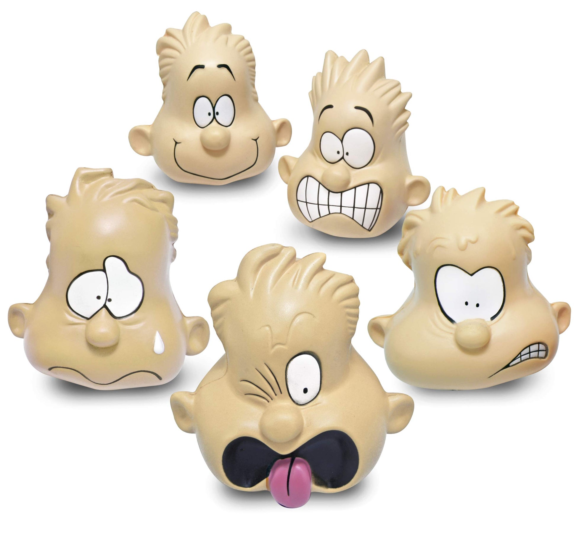 The Pencil Grip Feeling Heads, Soft Stress Ball with Emotion Faces, Opens Communications To Express Feelings, 5 Pack, Caucasian 