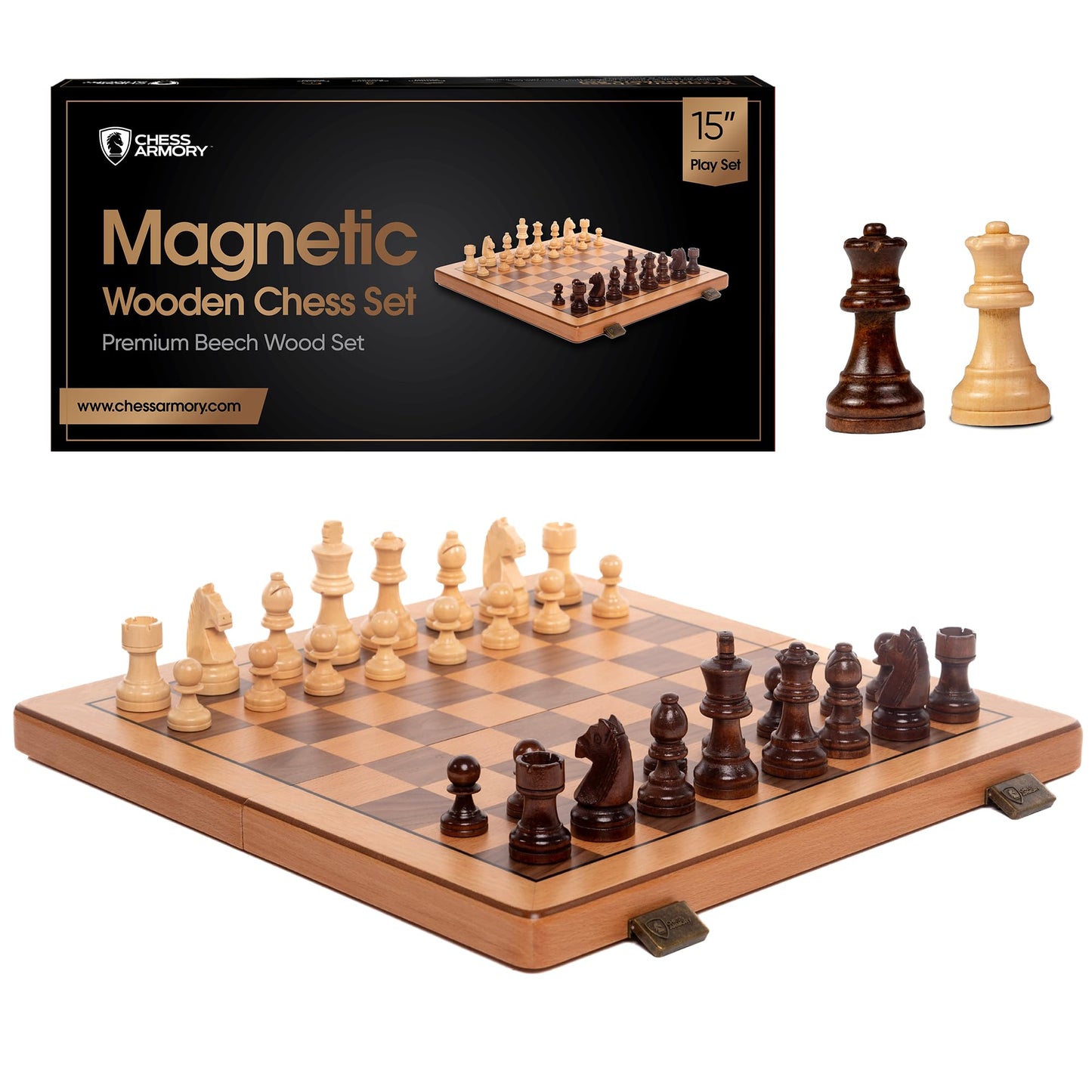 Chess Set Magnetic - enhanced Wooden Board Game with a Portable Wood Case and SeStorage for Pieces  Set for Kids and mature-themeds (Beech Wood) - Chess protective coveringy