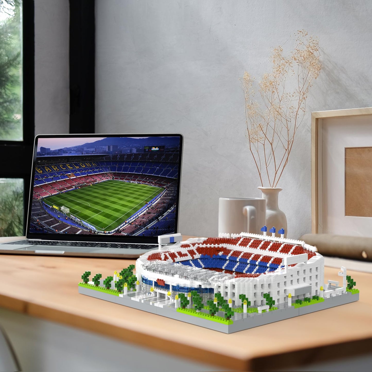 Barcelona Soccer Stadium Micro Blocks Building Sets, Micro Mini Bricks Architecture Building Block Sets For Adults, Football Fie