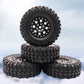 HOPLEX Beadlock Wheels and Tires 4Pcs Metal Micro Crawler Tires with Red 7mm RC Wheel Hex Hub Spacer for Axial SCX24 90081 1/24