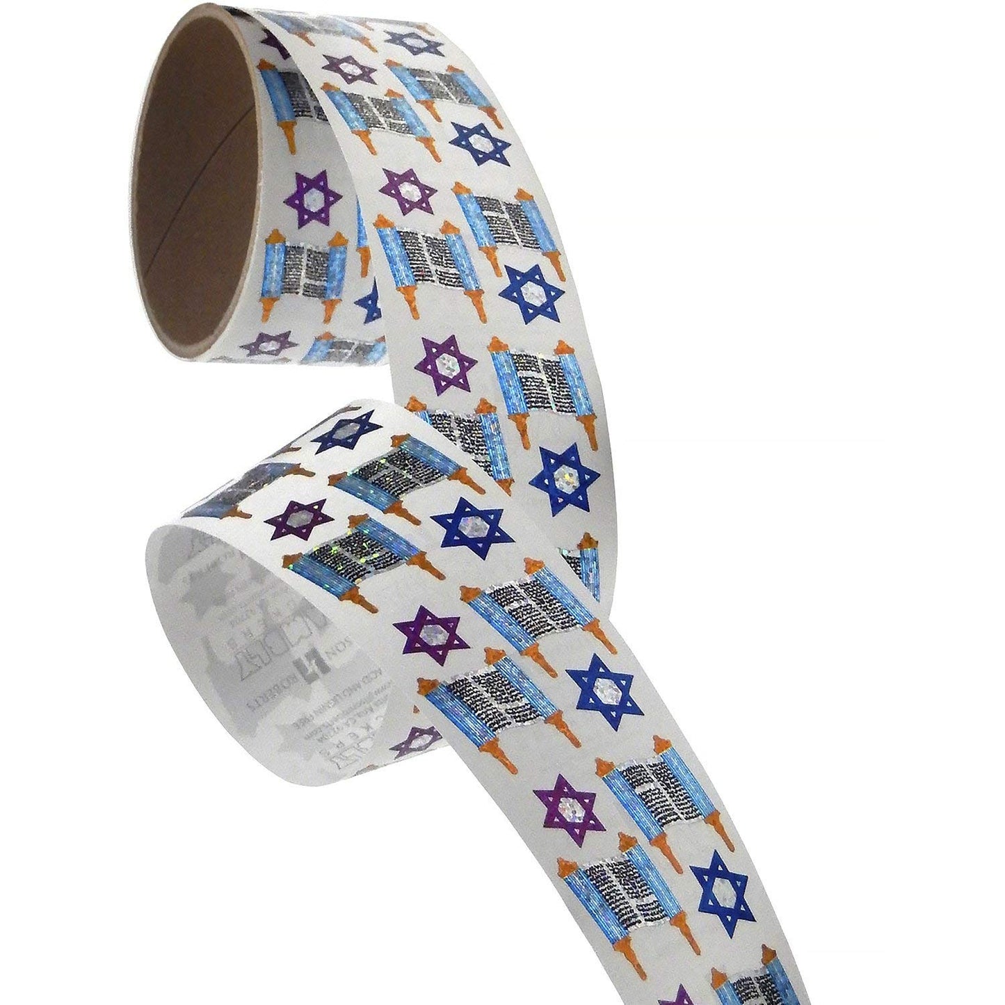 Bulk Roll Prismatic Stickers, Mini Torahs (100 Repeats)