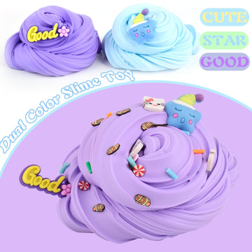 Two-Toned Scented Slime,5.5 Oz.Smooth Slime,Grape Scented,2 Fun Slime Charms Add Ins,Pre-Made Slime For Kids,Great 6 Year Old To