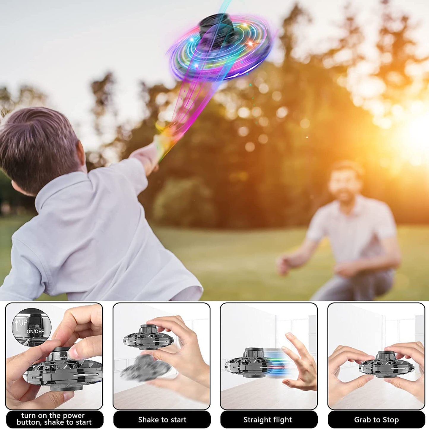Flying Spinner Mini Ufo Drone, Ifly Spinner Fly Ufo Flying Fidget Spinner, Ifly Hand Controlled Boomerang Drone Cool Toys Gifts