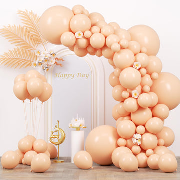 Voircoloria 130Pcs Pastel Orange Balloons Different Sizes 18'' 12'' 10'' 5'' Peach Latex Balloon Garland Arch Kit For Birthday B