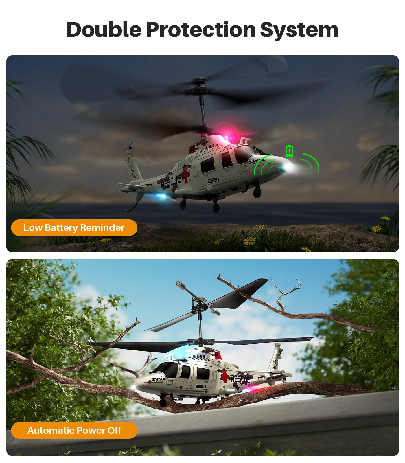 Syma Remote Control Helicopter - S53H Rescue Rc Helicopter With Upgraded Protection System, Lifelike Simulation, Easy To Fly And