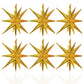 6 Pcs Gold Star Foil Balloons One-Piece 14-Pointed Star Balloons 4D Starburst Cone Mylar Balloons 22Inch Christmas Birthday Wedd