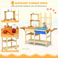 Honey Joy Kids Mud Kitchen Playset, Indoor Outdoor Wooden Pretend Play Toy Kitchen With Removable Sink, Simulated Faucet, Mud Ki