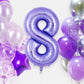 AIQINHU Purple Foil Number 8 Balloon, 40 Inch Giant Mylar for 8th Birthday Party Decorations