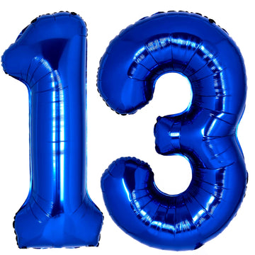 40 Inch Giant Navy Blue Number 13 Balloon, Helium Mylar Foil Number Balloons For Birthday Party, 13Th Birthday Decorations For K