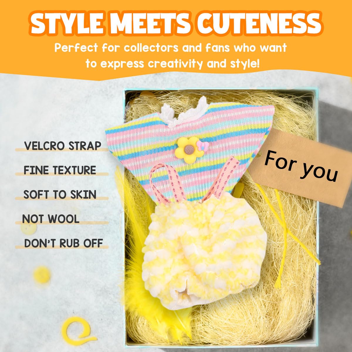 AICase for Labubu Clothes/for Labubu Outfits Clothes Set for 17cm Lububu Doll 3 Piece Set Hat Clothing for LA BUBU  Boys and Girls Stylish Adorable Dolls Clothes Accessories (No Doll)_06