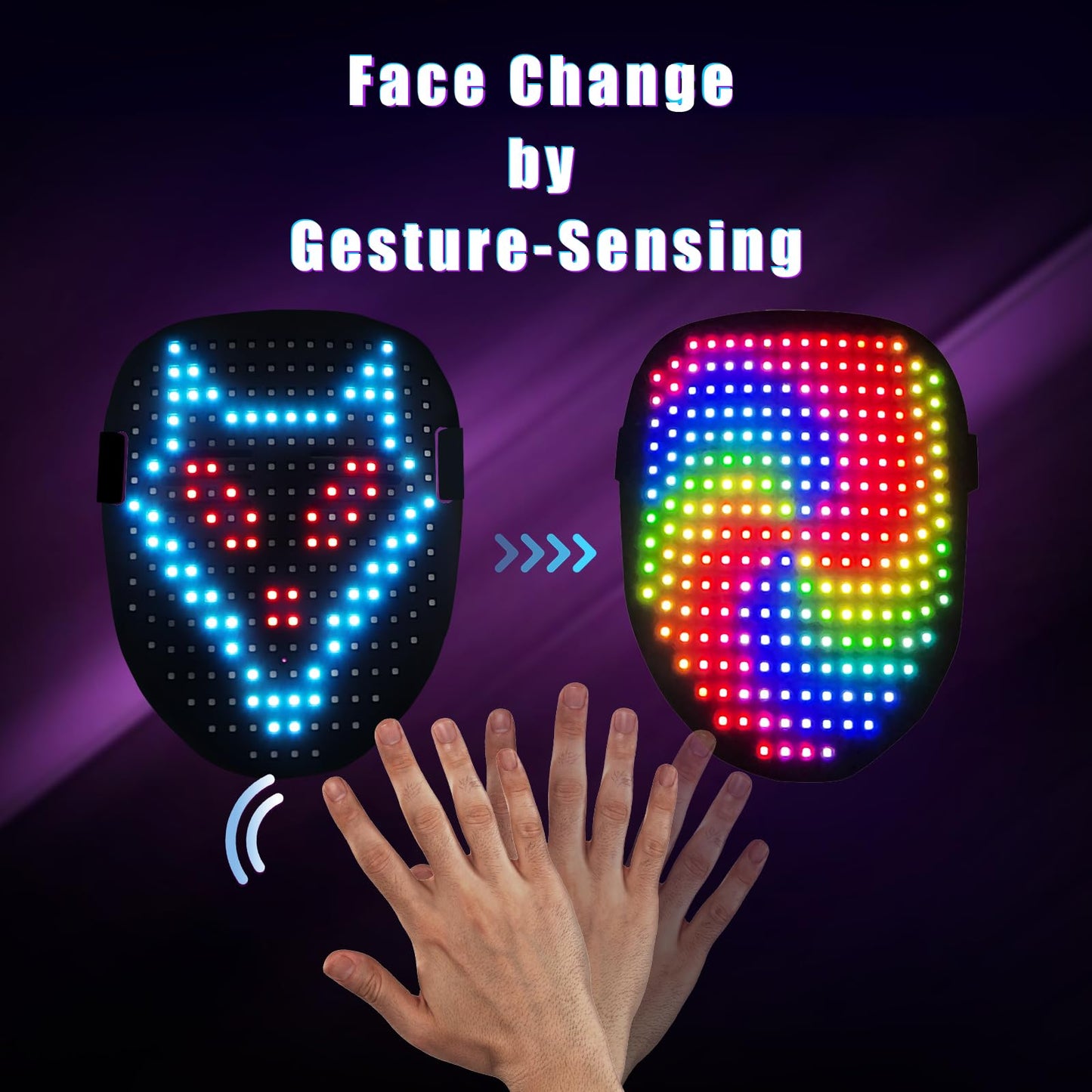 Mr.Pang LED Mask Light up Mask with Gesture Sensing, Cool Face Transforming Mask, Perfect Gifts for Halloween Christmas Birthday