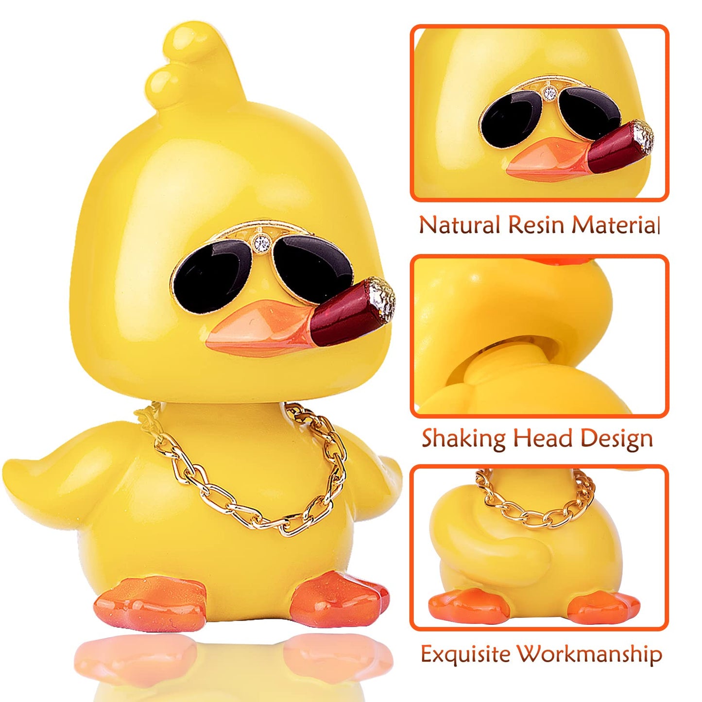 Mumyer Cool Yellow Duck Car Ornaments Funny Duck Car Toy Dashboard Decorations Shaking Head Doll For Car Auto Interior Decor Acc