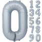 40 In Matte Gray Number Balloons Helium Foil Mylar Balloon Birthday Party Banquet Decoration 0