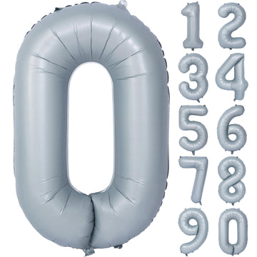 40 In Matte Gray Number Balloons Helium Foil Mylar Balloon Birthday Party Banquet Decoration 0