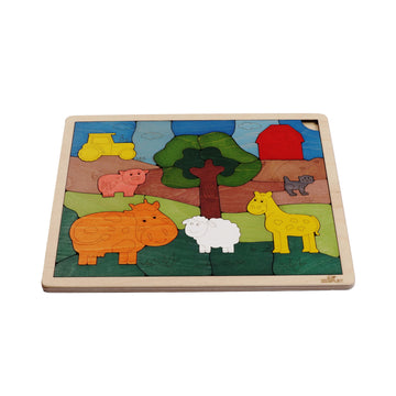 Down On The Farm Wooden Puzzle, 33 Pieces, Endangered Animals, Farm Animals, For Kids Ages 3+