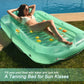 Float Joy Inflatable Tanning Pool Lounger - Large Clear Mint Green PVC Float for Sunbathing and Relaxation