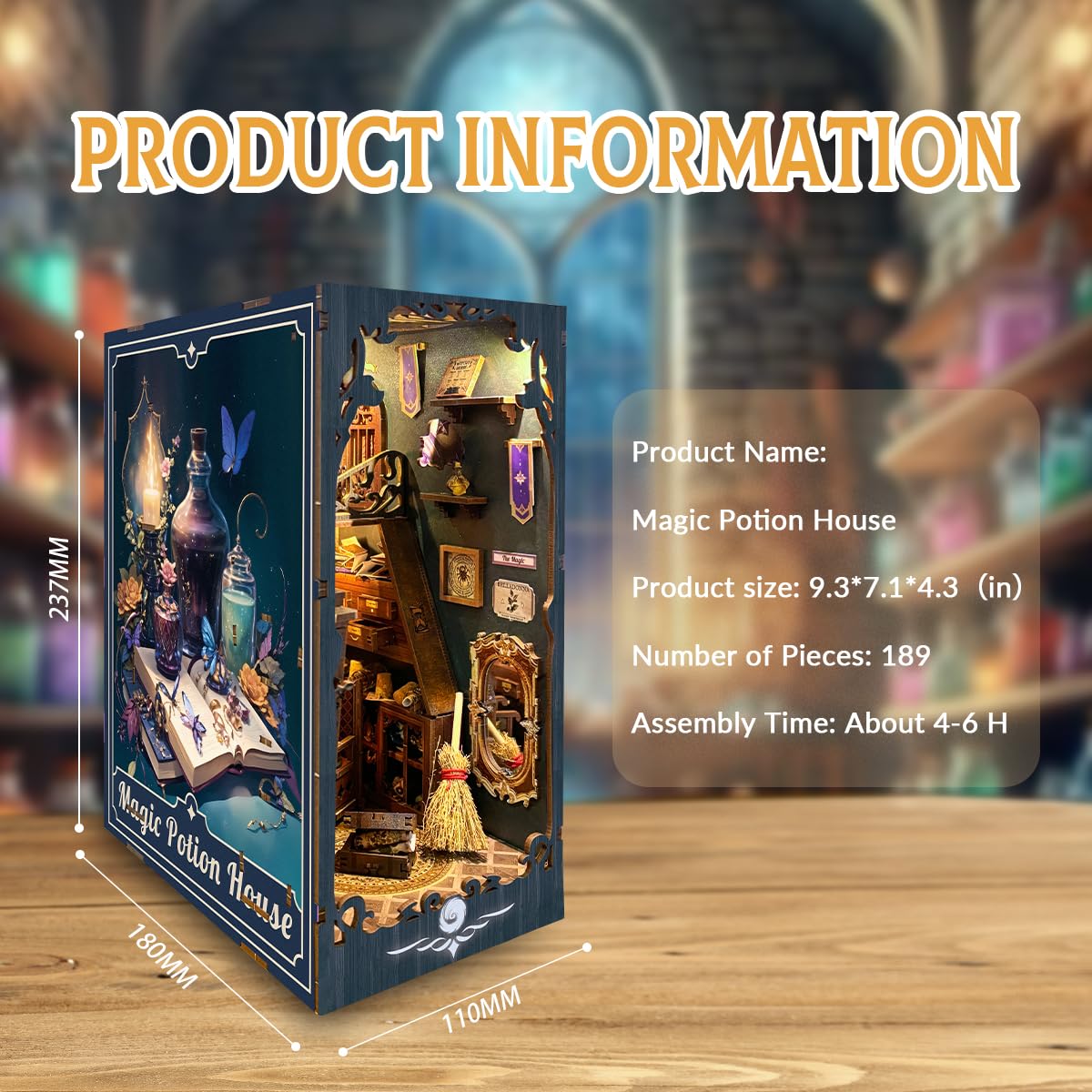 Strucwood Diy Magic Book Nook Kit Miniature House Kit Tiny House Bookshelf Decor 3D Wood Puzzle Dollhouse For Adults - Magic Pot