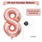 Paticool 40 Inch Rose Gold Number Balloon 8, Large Number Foil Balloons Mylar For Girl Boy Birthday Party Celebration Decoration