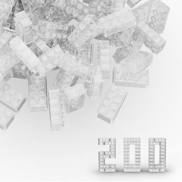 Webrick Classic Bulk Brick Block 2X4, 200 Piece Building Brick Transparent, Compatible With Lego Parts And Pieces 3001, Creative