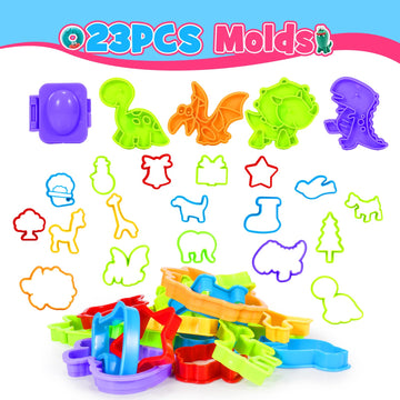 Dough Tool Sets For Kids Toddlers,Cute Dough Accessories With Mat Box,Fun Party Pack Dough Toys For Kids Age 3-5 4-8,Stocking Stuffers Christmas Birthday Gifts For 3 4 5 6 7 8 Year Old Boy Girl