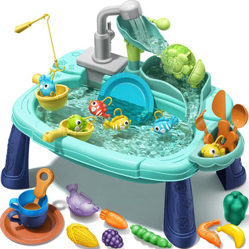 Geyiie Big Magnetic Fishing Pond With Magic Sand & Water Play - Summer Toy For Toddlers And Babies, 20.5 X 12.6 X 2.4 Inches