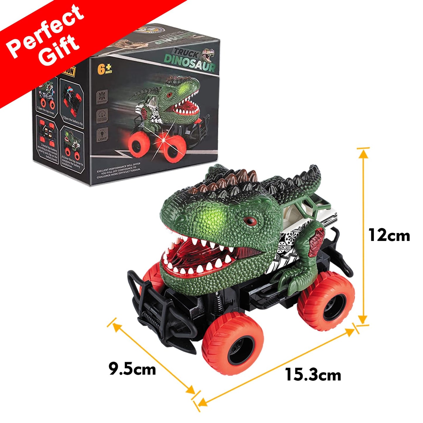 Delycazy Dinosaur Toys Remote Control Car for Kids 3-7, Dino RC Car for Toddler Kids Toys Age 3 4 5 6 7 Boys and Girls Christmas