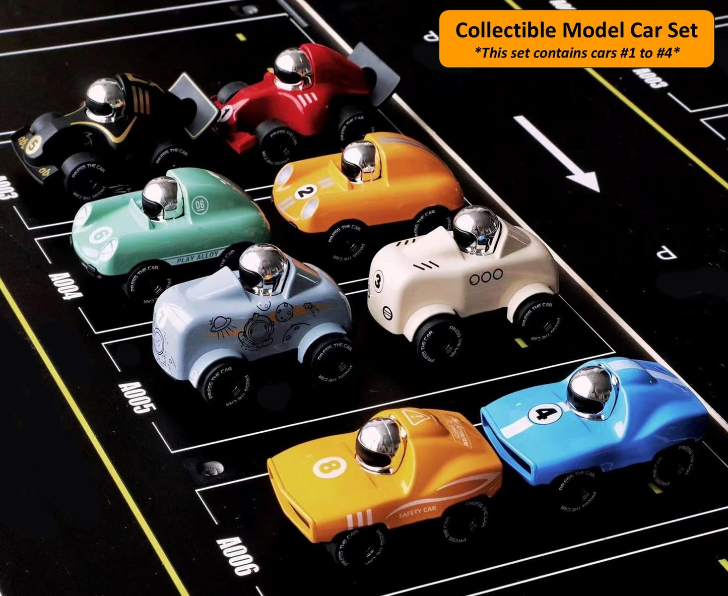 Elementoy 4-Pack Alloy Press and Go Toy Cars, Die-cast Collectible Model Race Cars, Birthday Christmas Holiday Party Gift for Ki