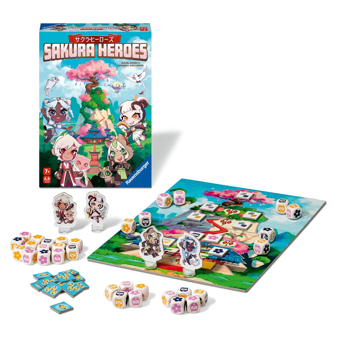 Ravensburger Sakura Heroes Dice Game for Anime Fans, Ages 7+, Pink, Cardboard & Plastic, Model 20957