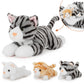 Muiteiur 4 Piece Cat Plush Set, Mom Cat Stuffed Animal With 3 Baby Stuffed Kittens In Zipper Pouch, Cute Stuffed Cat For Kids Girls Boys, Great Gift For Valentines Birthday (Grey,15.7Inch)