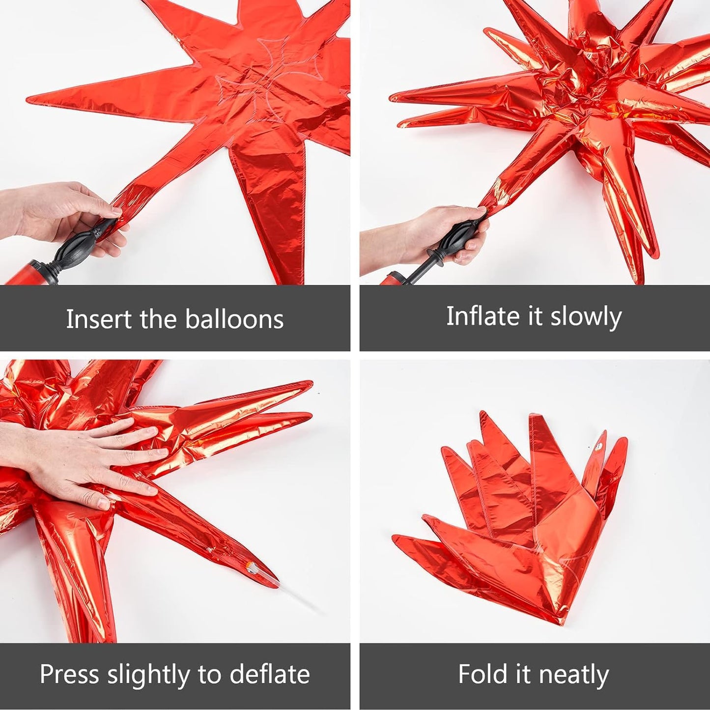 Partywoo Red Balloons, 110 Pcs 22 Inch Star Balloons And Red Balloons Different Sizes Pack Of 18 Inch 12 Inch 10 Inch 5 Inch For Balloon Garland Balloon Arch As Birthday Decorations, Party Decorations
