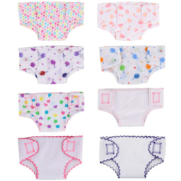Sotogo 8 Pieces Doll Diapers Doll Underwear For 14 To 17 Inch New Born Baby Dolls And American 18 Inch Dolls Clothes And Accesso