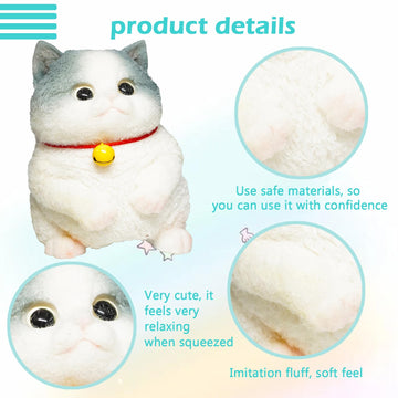 Taba Giant Cat Squishy For Kids Adults, Big Furry Cat Squishy Toys For Stress Relief, Super Soft Squeeze Fidget Toy (Blue And Wh