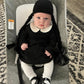 Lamuusaa Toddler Baby Girl Halloween Outfit Doll Collar Black Long Sleeve Dress A-Line Dress Halloween Dress Costumes