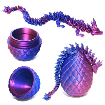 3D Printed Dragon Eggs with Dragon Inside - Fun Fidget Figurine Toys  Easter Basket Stuffers Surprise Mystery Crystal Printing Dragon Egg mature-themed Home Office Desk Decor Toy Gifts (Laser Purple)