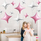 TONIFUL 30Pcs 26In&10In Star Balloons Pink and Silver Four Pointed Star Shape Foil Balloons Mini Star Mylar Balloons for Birthda