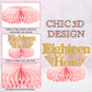 9Pcs 18Th Birthday Decorations Pink Rose Gold Honeycomb Centerpieces For Girls,Happy 18Th Birthday Table Centerpieces Party Supp